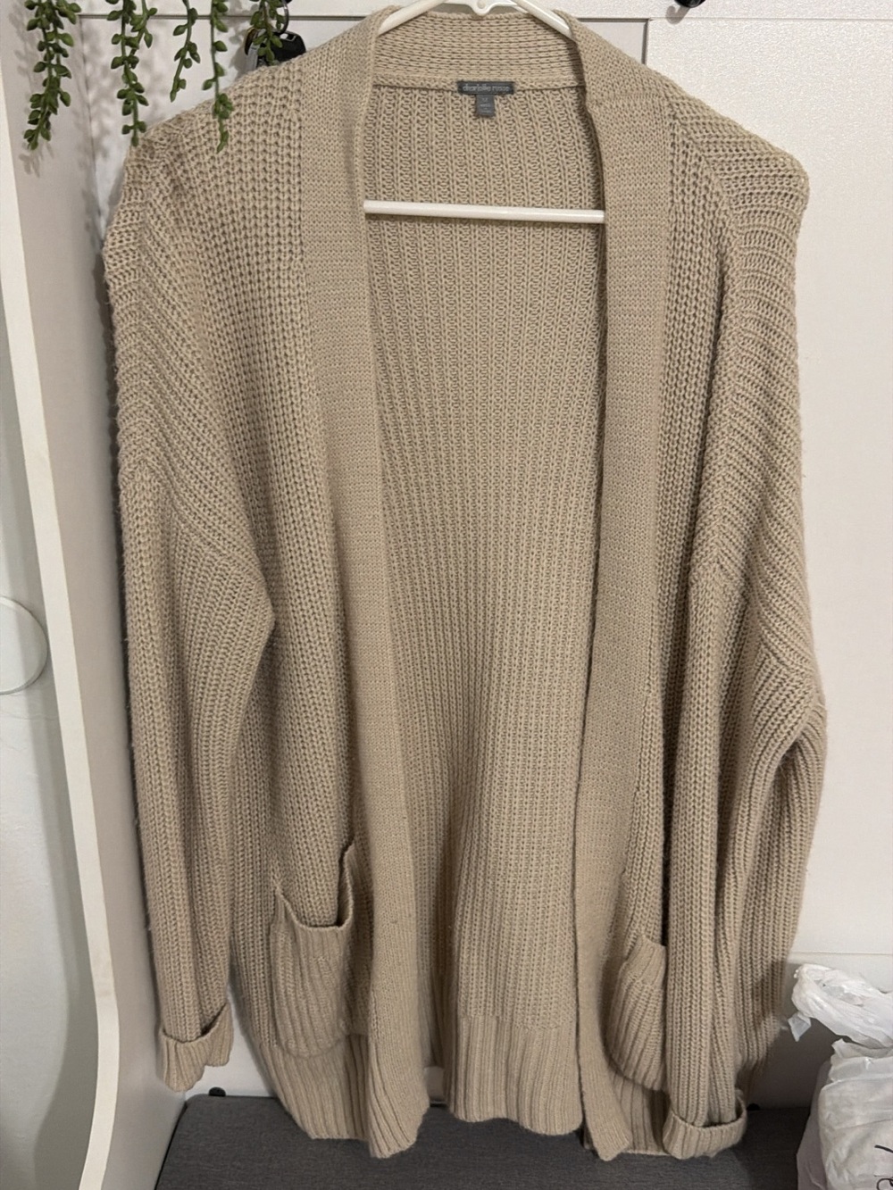 Charlotte Russe Taupe Open-Front Knit Cardigan